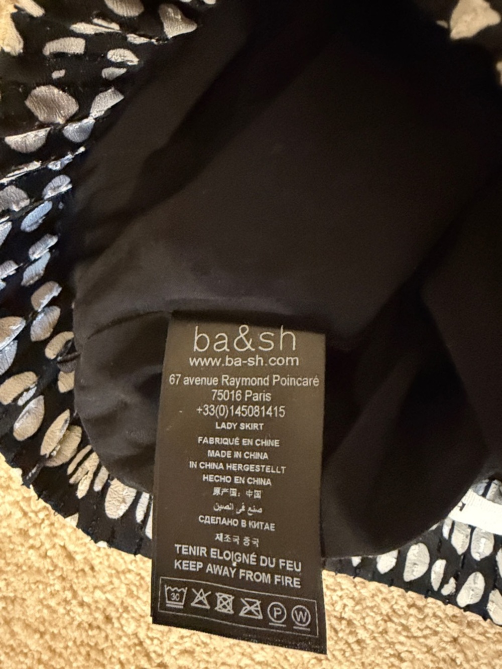 BA&SH Bessie Midi Skirt in Noir Black Size 0 - Picture 8 of 10